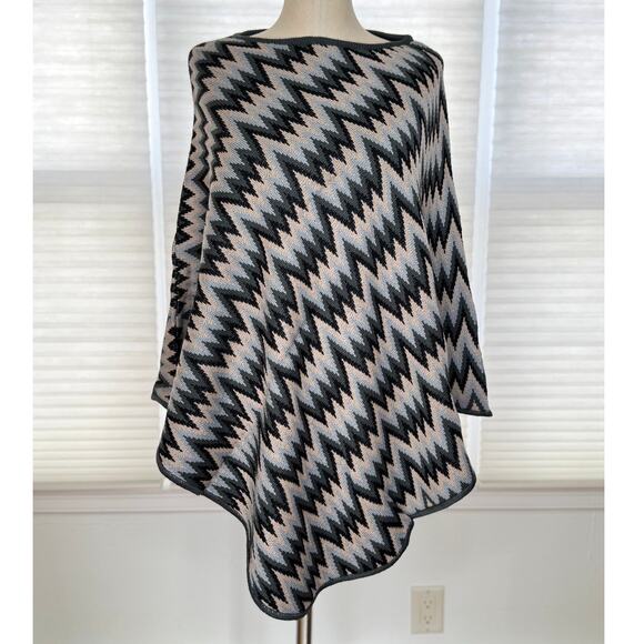Vintage Missoni Sweater Poncho, Heavy Wool Blend Cape, Y2K Zig Zag, Italy, NWT - Picture 1 of 12